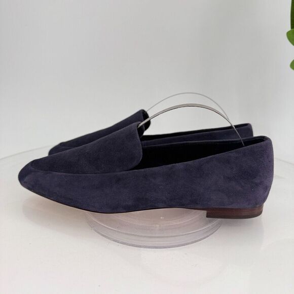 Vince Womens Brette Smoking Flats Loafers Slip On Blue Suede Leather Size 6 M - Picture 6 of 16